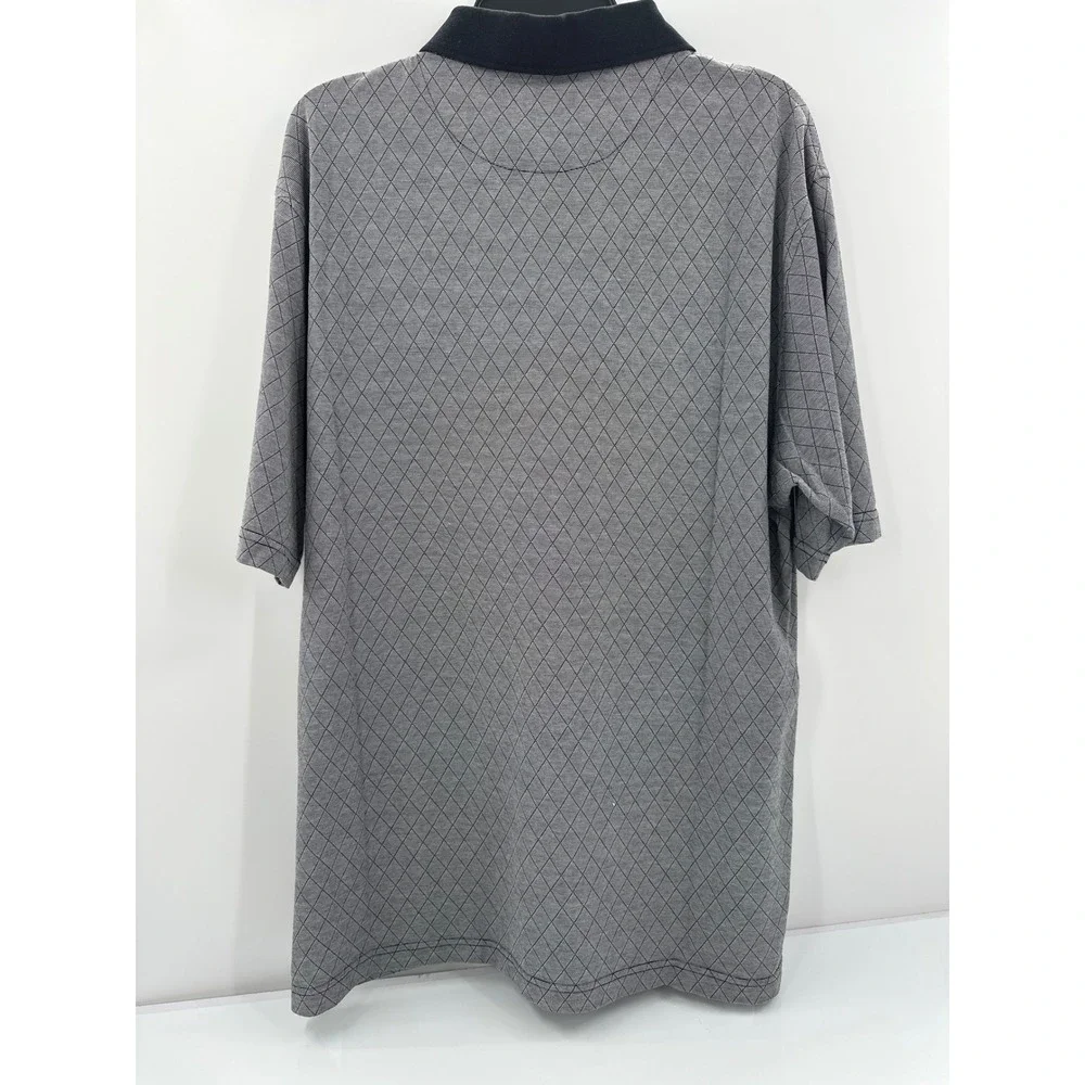 Jos. A. Bank Leadbetter Golf‎ Polo Shirt Mens XL Grey Black Diamond Lattice Knit